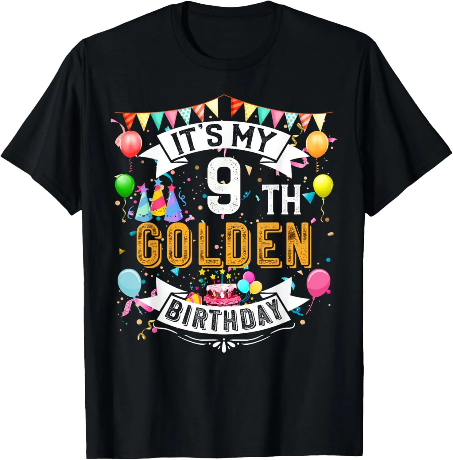 9th Birthday T-Shirt It's My 9th Golden Birthday Vintage T-Shirt