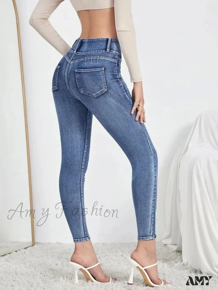 Amy Fashion - Autumn Stretch Ripped Fashion Casual Skinny Slim Denim Pencil Jean