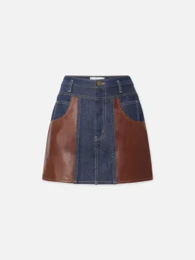 Atelier Denim And Leather Skirt -- Arlow