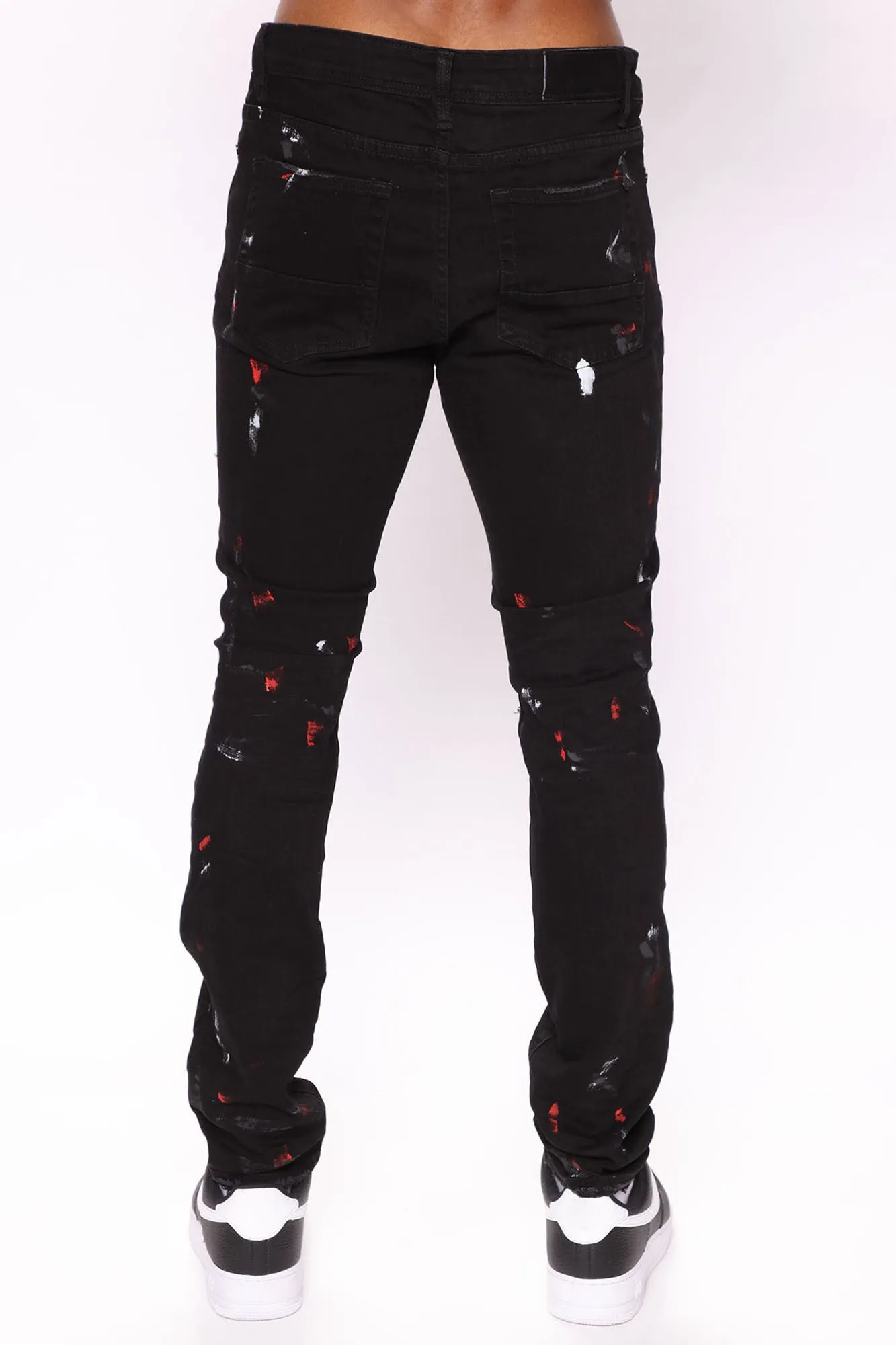 Back Patched Skinny Jeans - Black