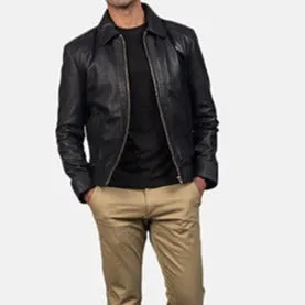 BIKER-1441 MUSH Black Leather Jacket
