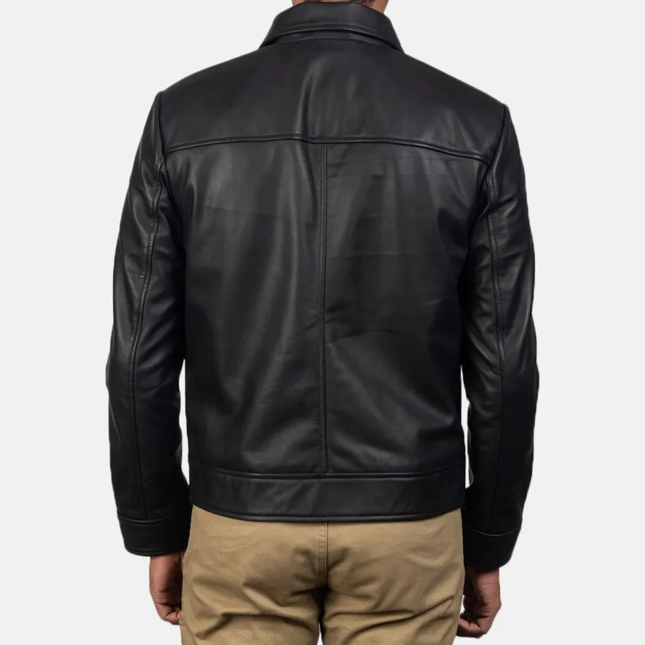 BIKER-1441 MUSH Black Leather Jacket
