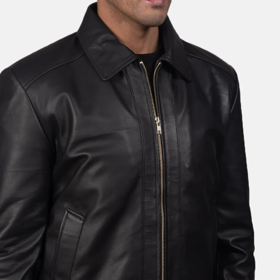 BIKER-1441 MUSH Black Leather Jacket