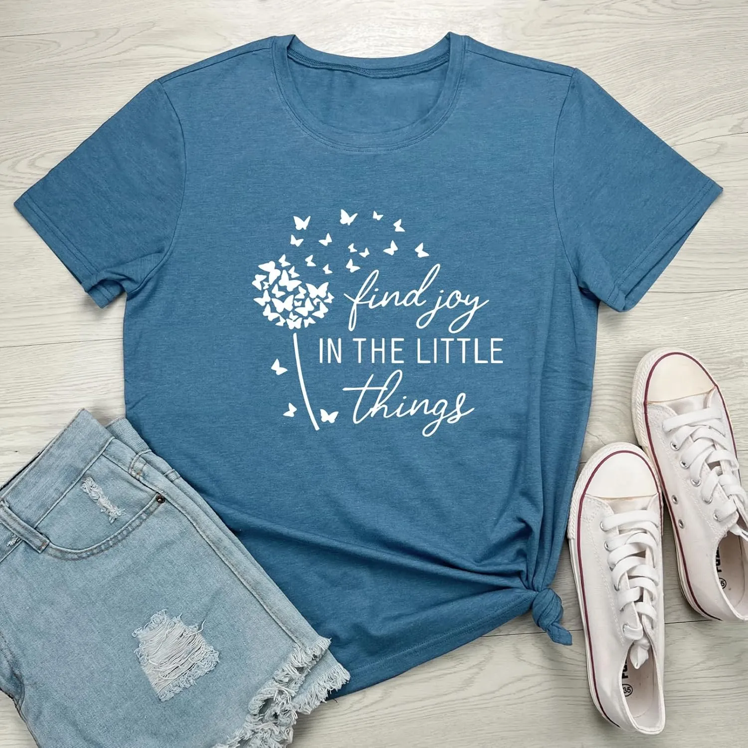 BLACKMYTH Women Crewneck Soft Tees Cute Graphic Butterfly T Shirts