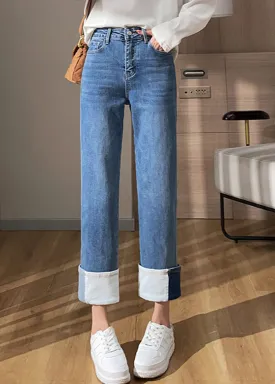 Bohemian Blue High Waist Cotton Denim Corp Pants Summer LY6167