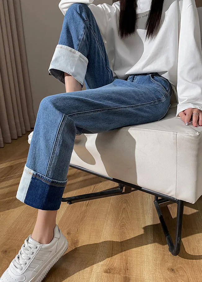 Bohemian Blue High Waist Cotton Denim Corp Pants Summer LY6167