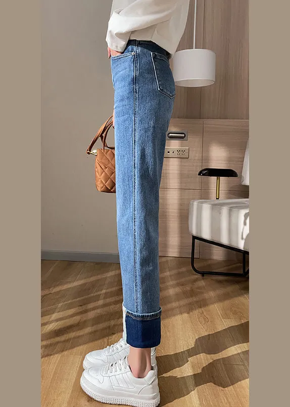 Bohemian Blue High Waist Cotton Denim Corp Pants Summer LY6167