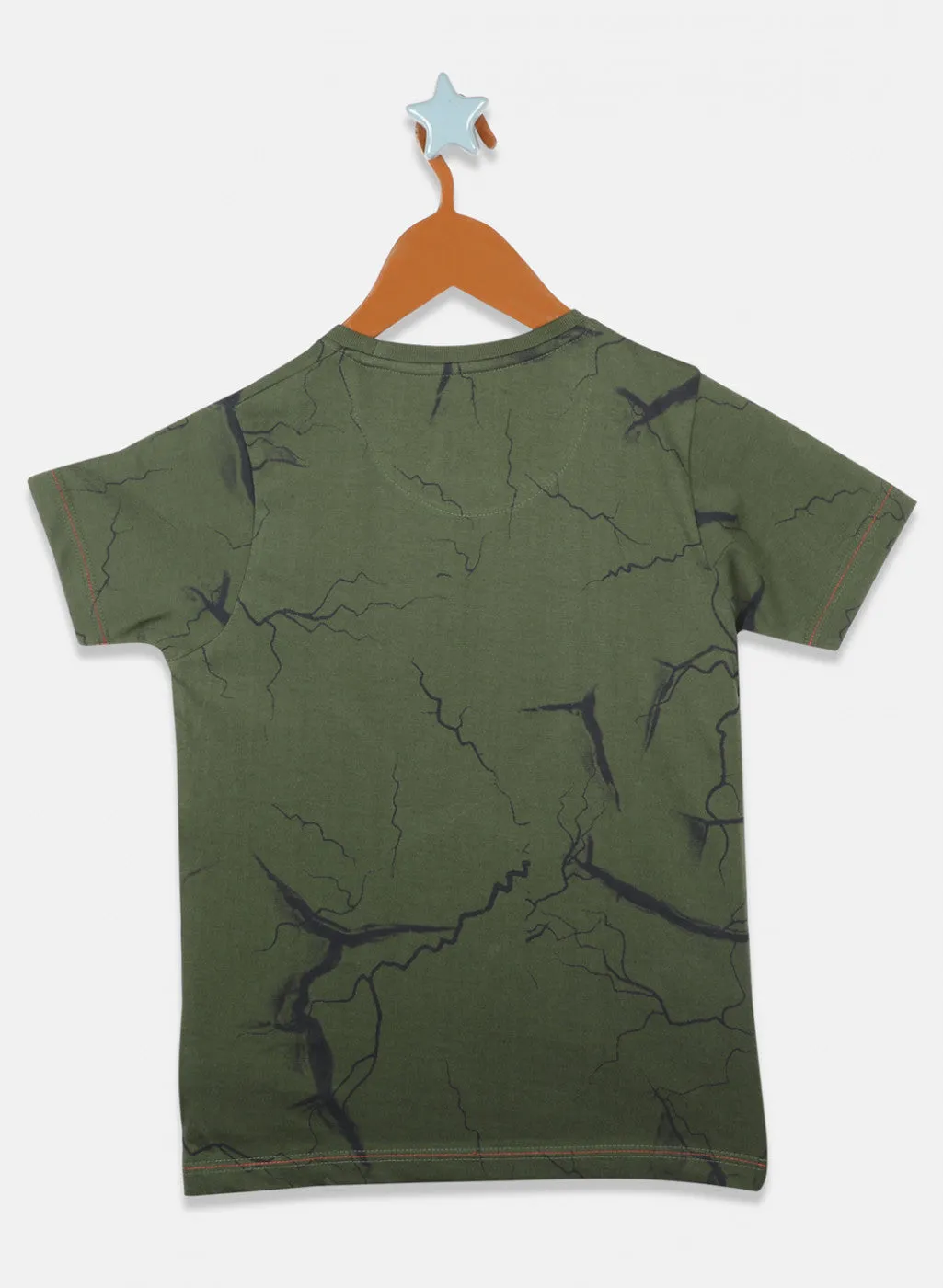 Boys Olive Printed T-Shirts