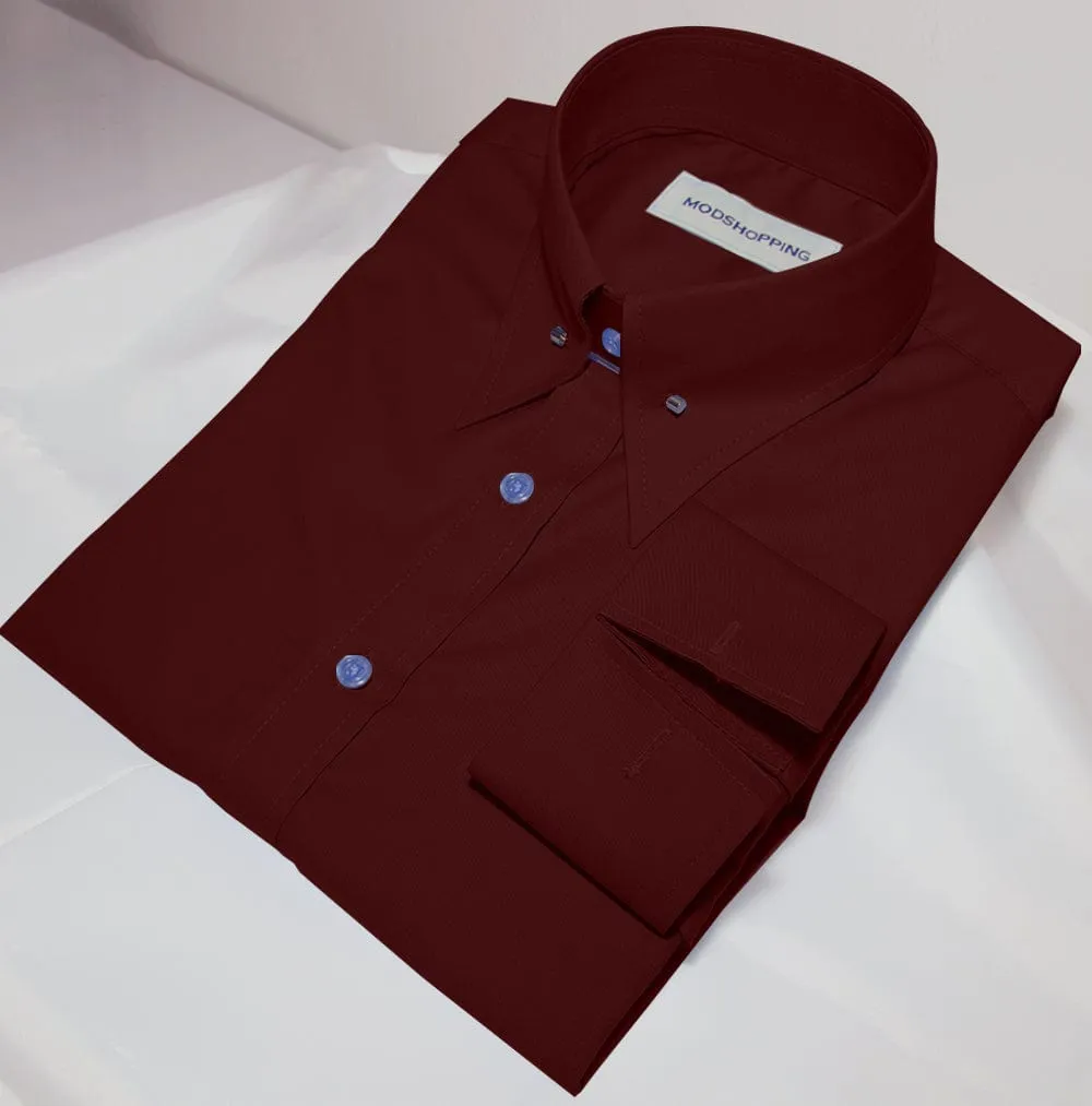 Burgundy Pin Collar Shirt