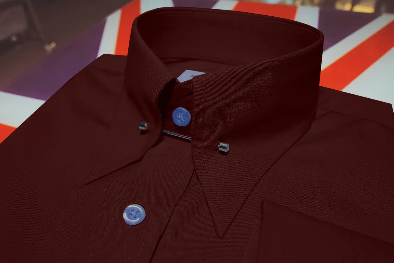 Burgundy Pin Collar Shirt