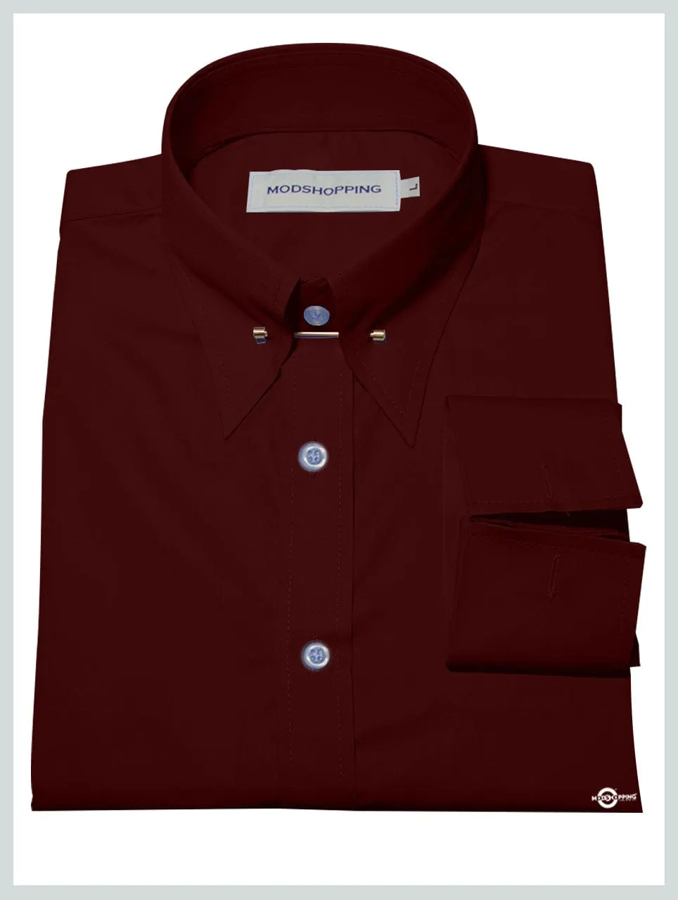 Burgundy Pin Collar Shirt