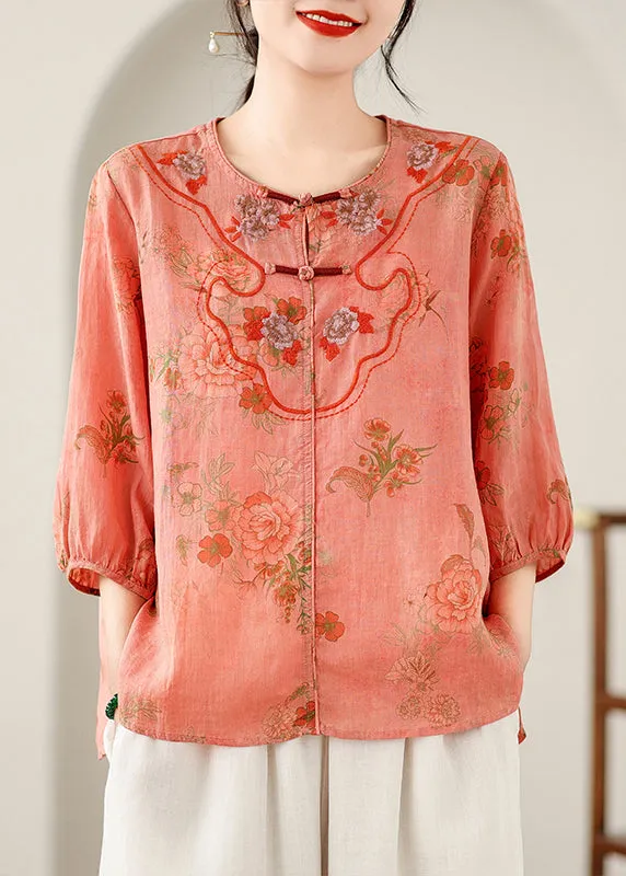 Casual Orange Patchwork Low High Design Shirt Summer AP027