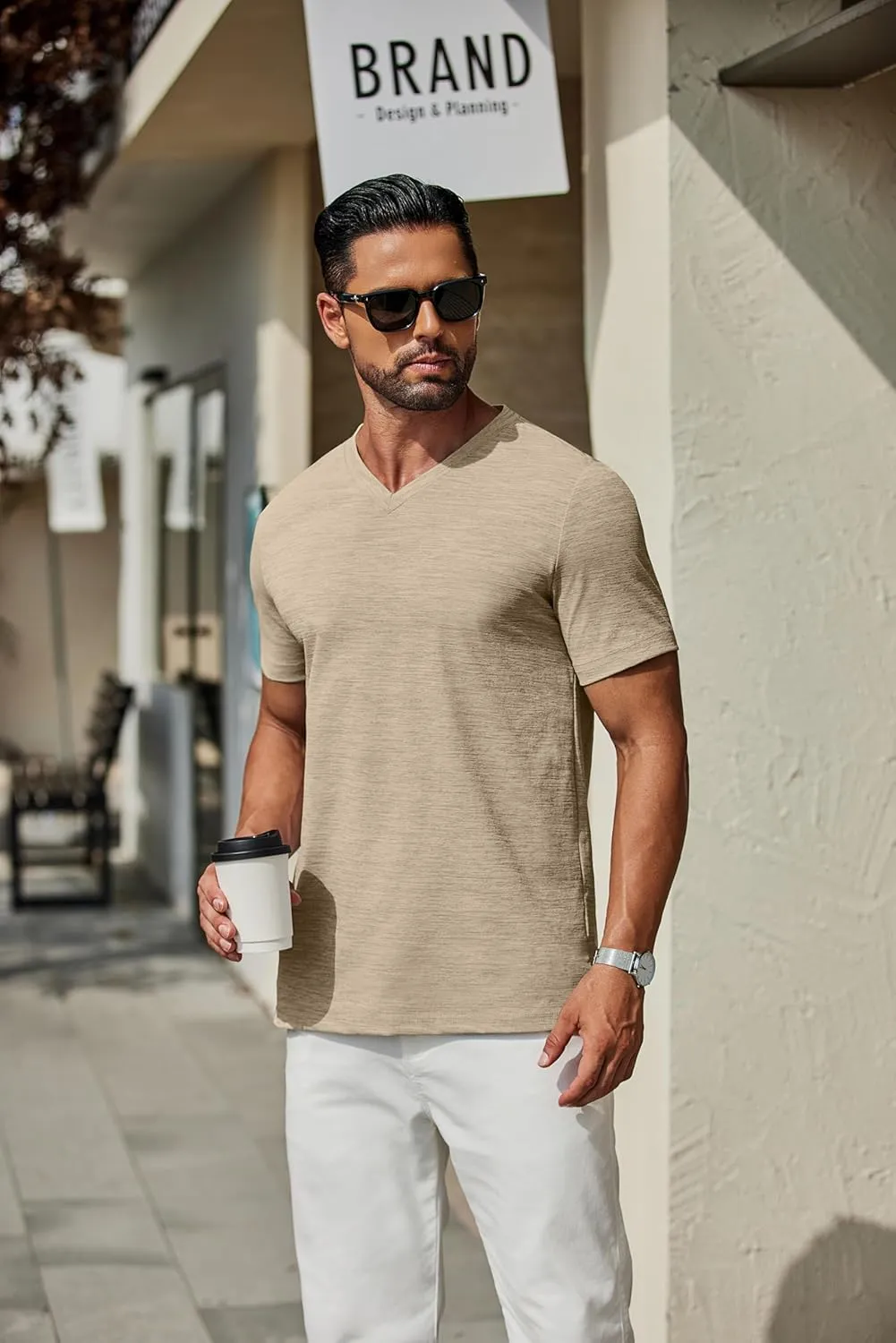 COOFANDY Men's T Shirts Short Sleeve Classic V Neck T-Shirt Casual Summer Basic Tee Shirt