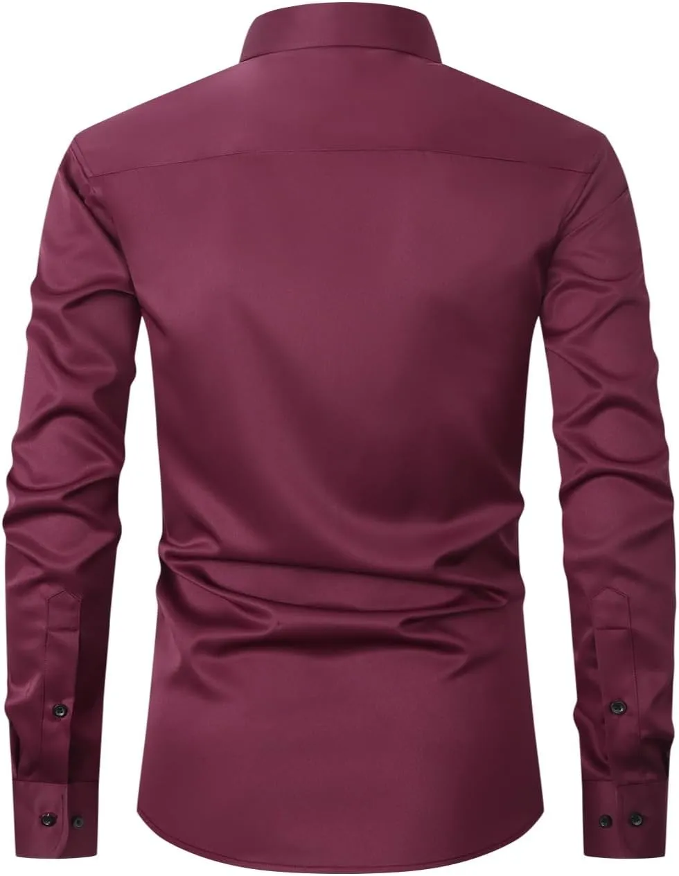 corfty Men Long Sleeve Dress Shirt - Regular Fit Stretch Free-Wrinkle Button Down Shirt