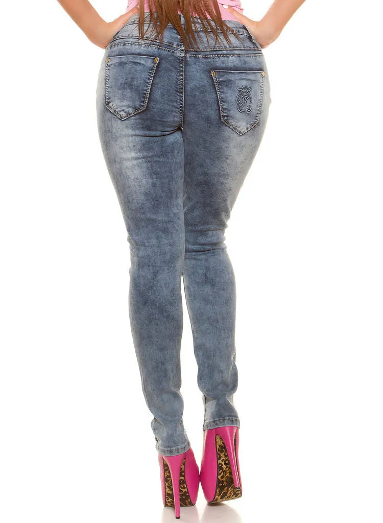 Curvy Girl women's Plus size Ripped stylish Stretchy Skinny jeans