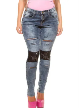 Curvy Girl women's Plus size Ripped stylish Stretchy Skinny jeans