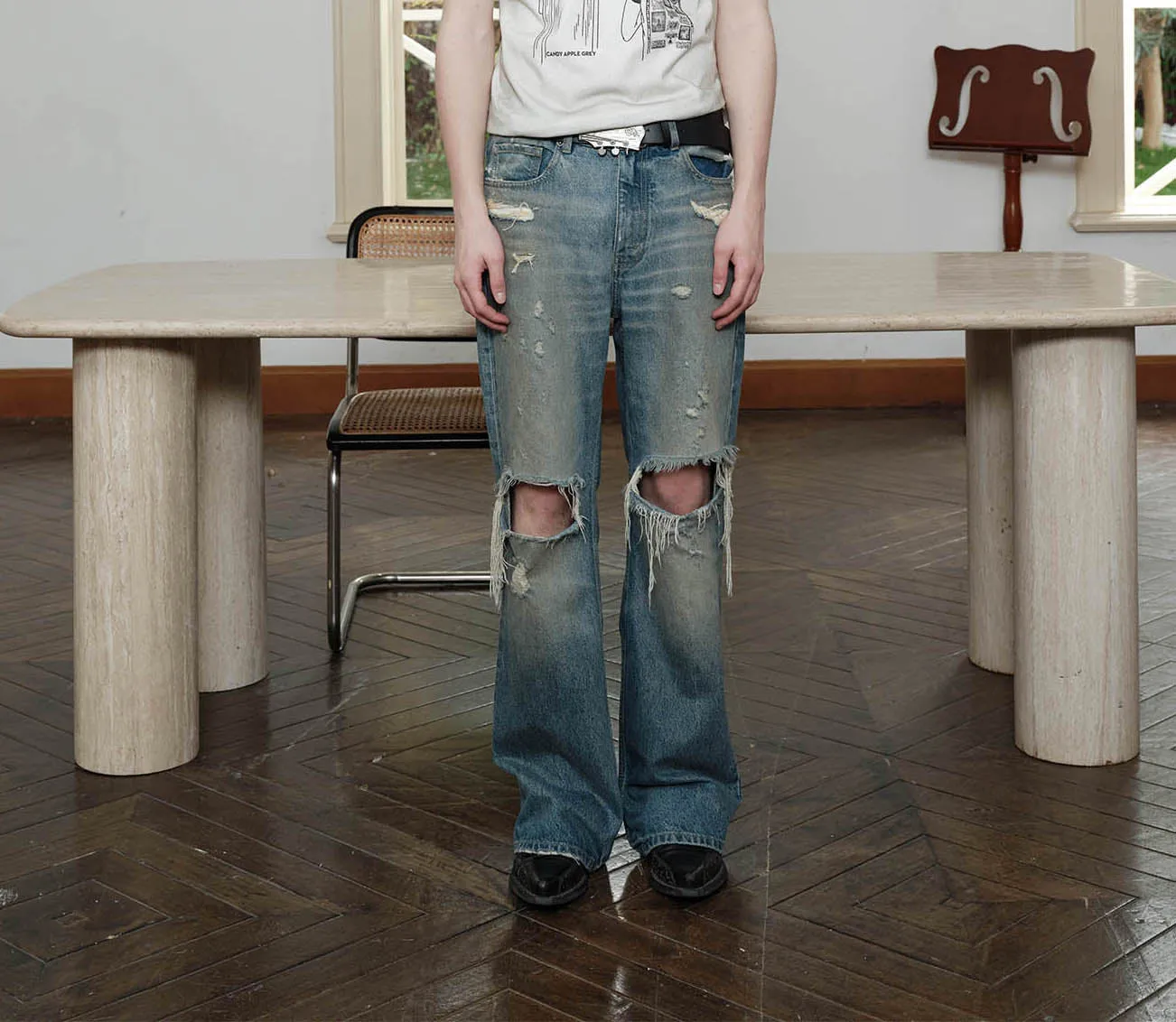 Damaged Washed Ripped Jeans