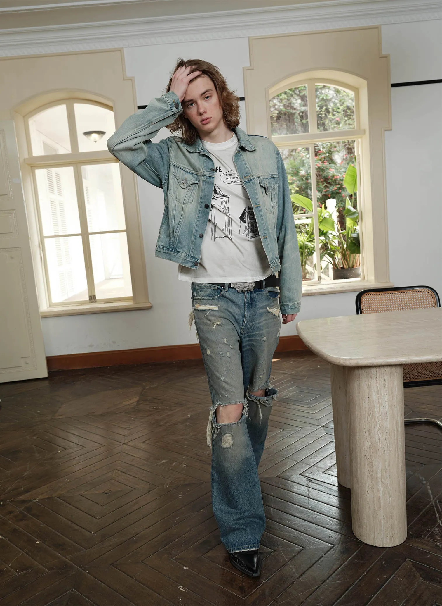 Damaged Washed Ripped Jeans