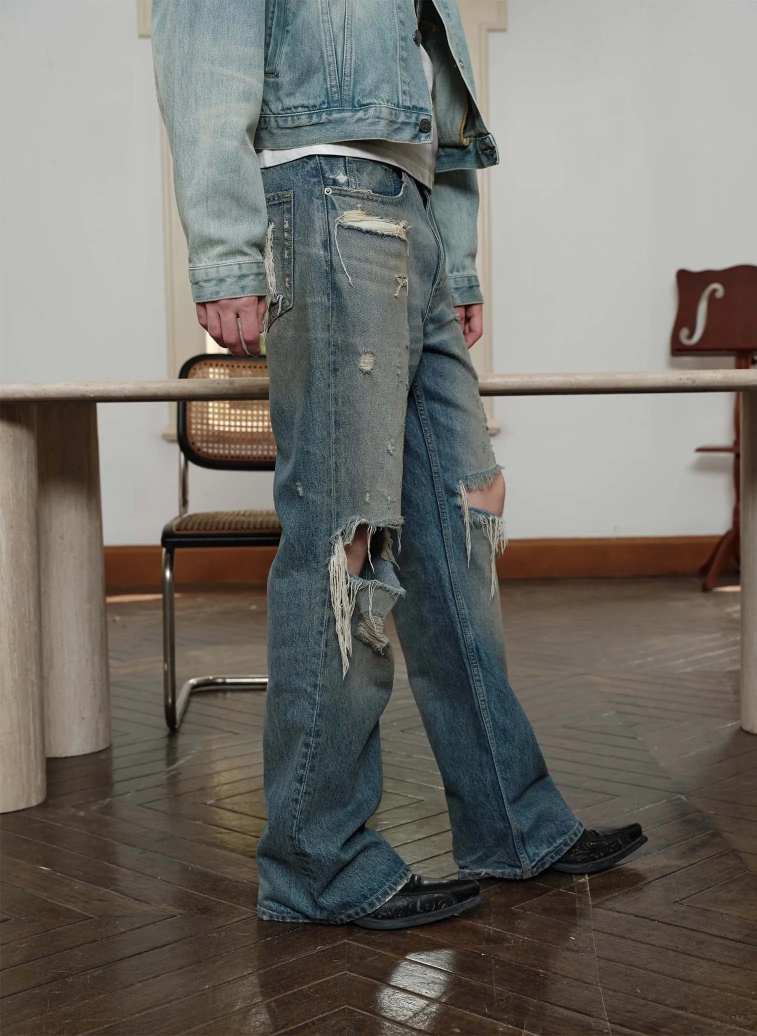 Damaged Washed Ripped Jeans