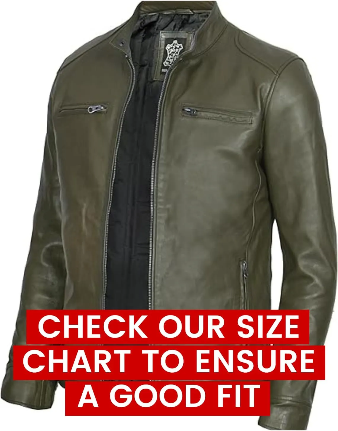 Decrum Mens Leather Jacket - Cafe Racer Style Real Lambskin Leather Jacket Men