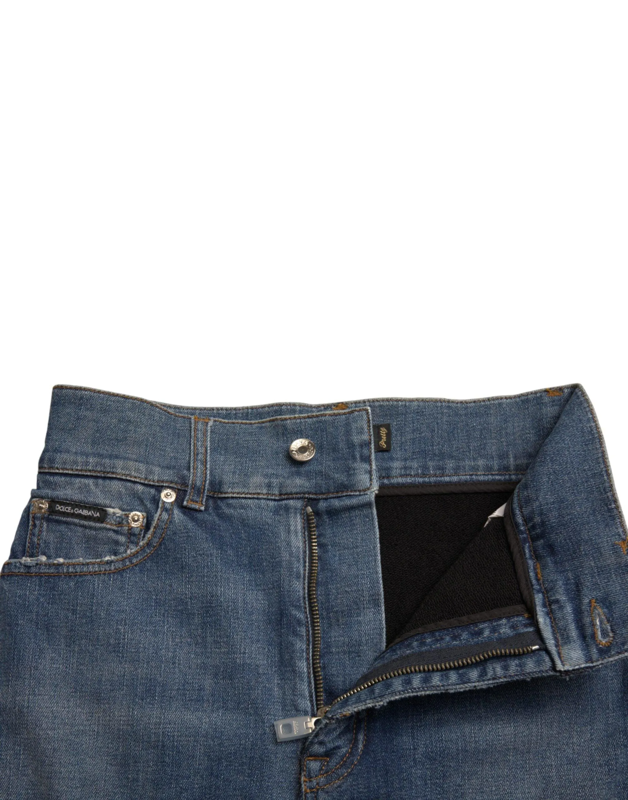 Dolce & Gabbana Black Blue Cotton High Waist PRETTY Denim Pants