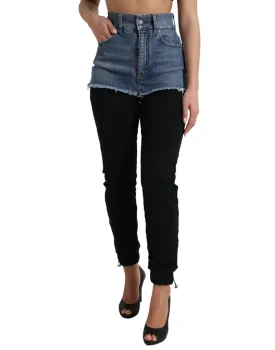 Dolce & Gabbana Black Blue Cotton High Waist PRETTY Denim Pants