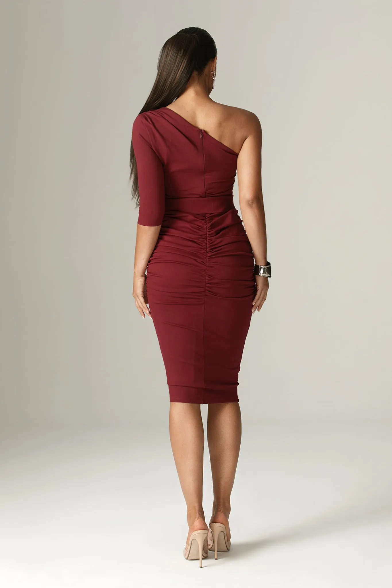 Dolly Elegant Bodycon Dress (Maroon)