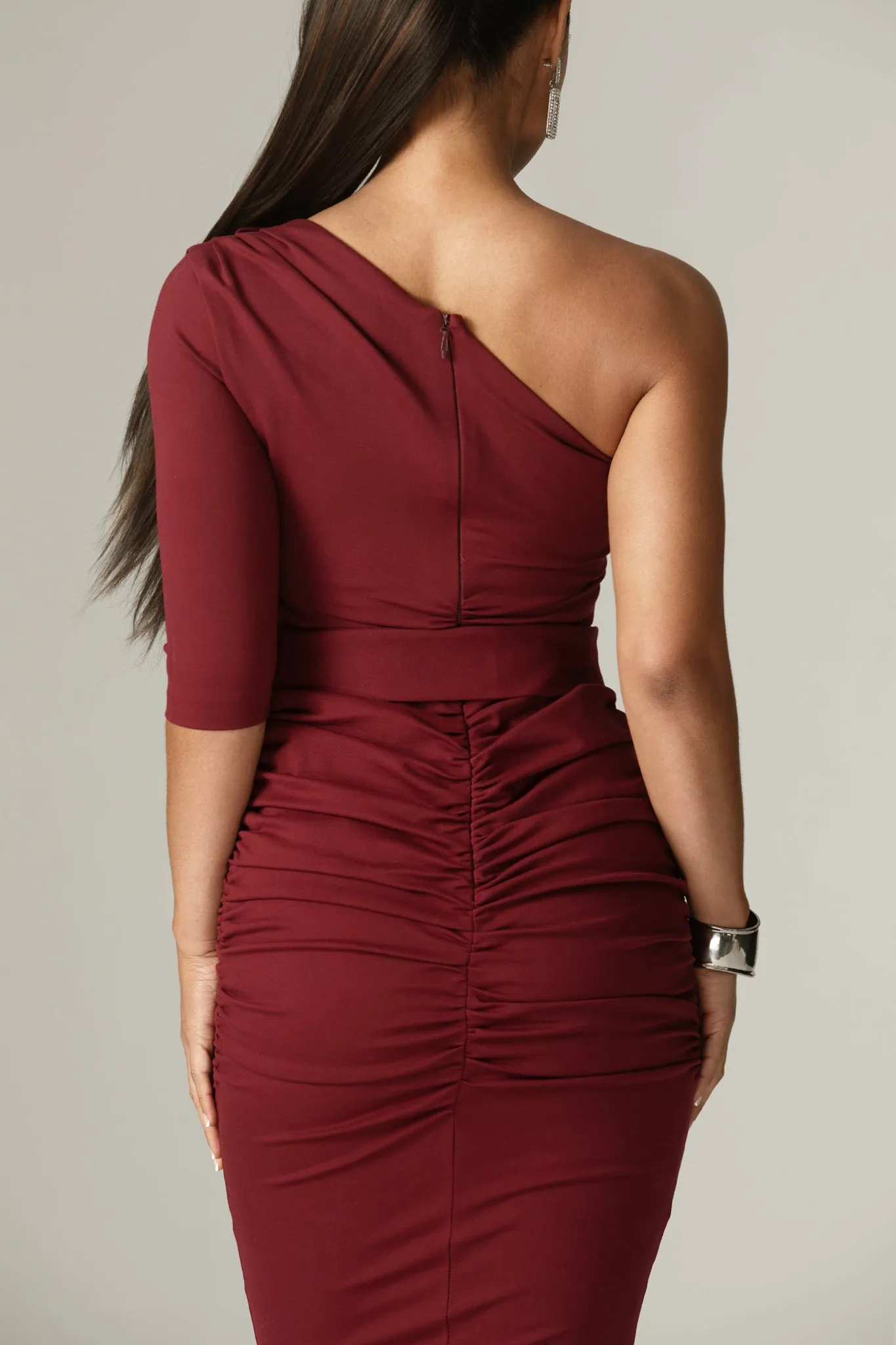 Dolly Elegant Bodycon Dress (Maroon)
