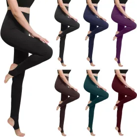 Fleece Lined Leggings Women Warm Elastic Waistband Stirrup Thermal Workout Leggings Comfy Gym Athletic Yoga Pants