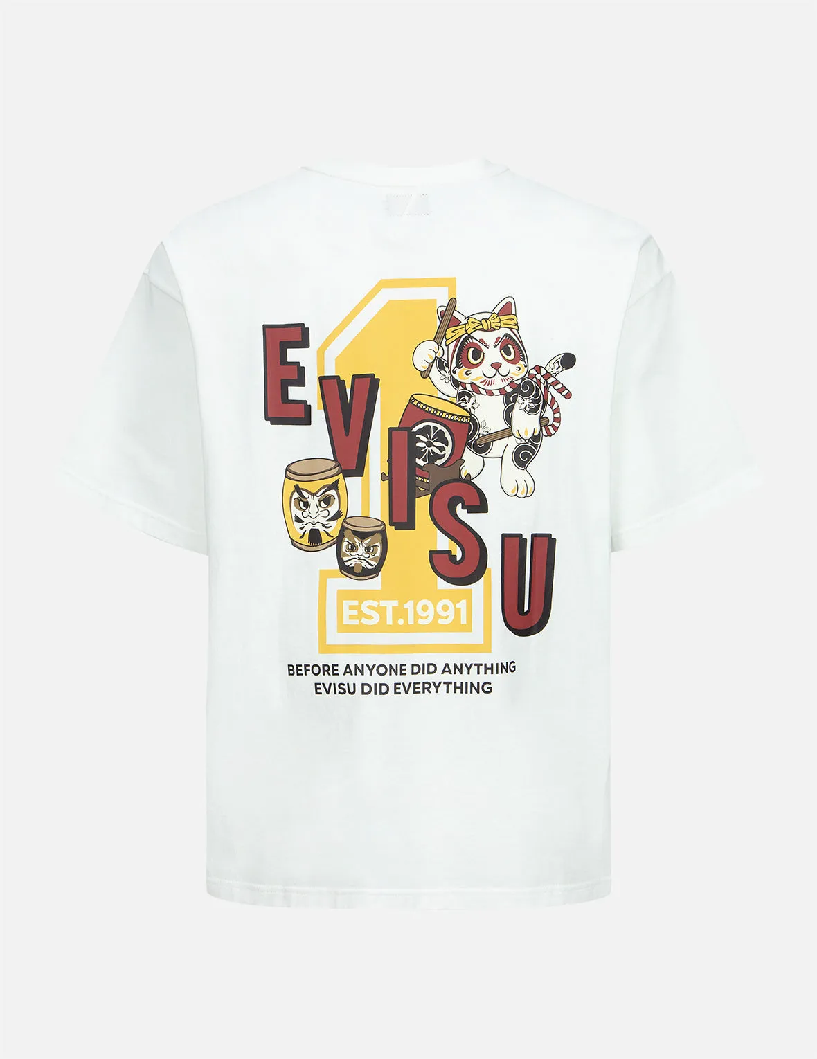 Fortune Cat with Taiko Daruma Print T-Shirt