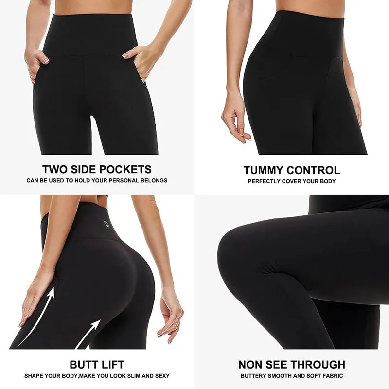 Fullsoft 3 Pack Womens Yoga Leggings With Pocket High Waisted Tummy Control Pants