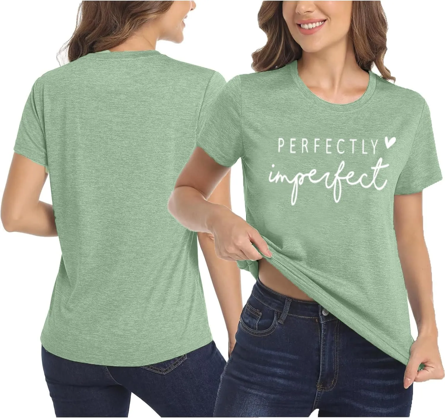 Funny Saying Shirts for Women Love Heart Graphic Tees Cute Letter Print Casual Short Sleeve Inspirational Tee Tops