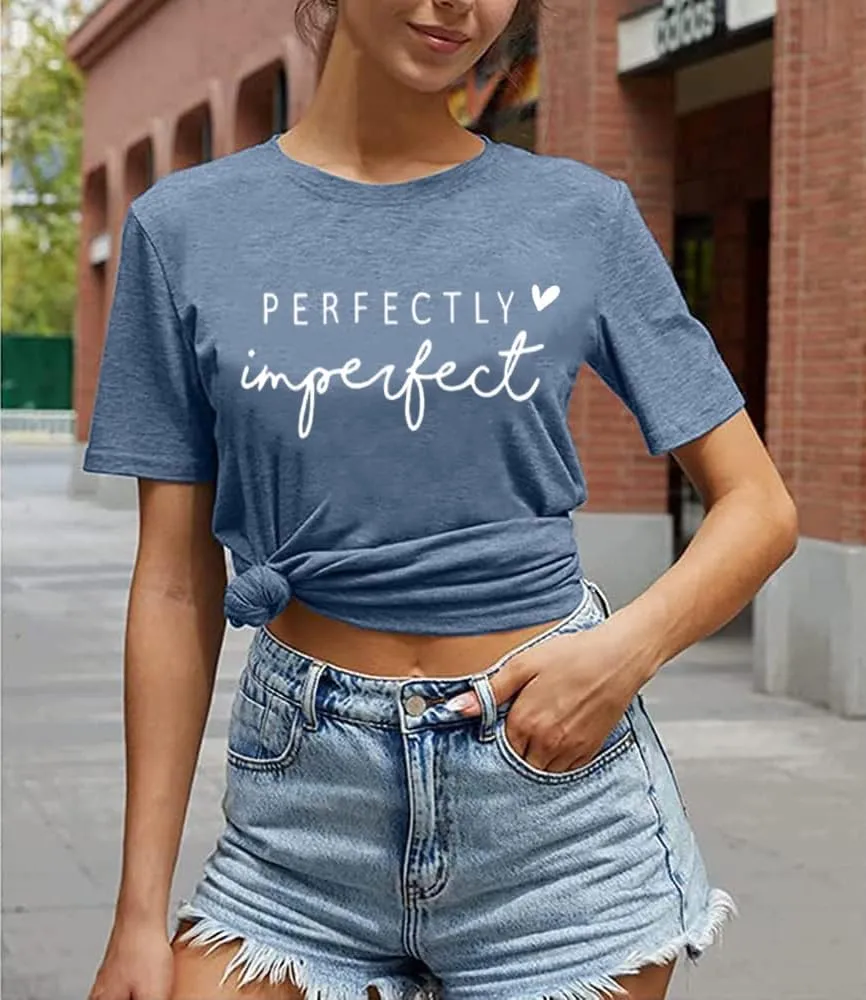 Funny Saying Shirts for Women Love Heart Graphic Tees Cute Letter Print Casual Short Sleeve Inspirational Tee Tops