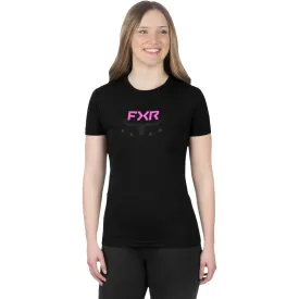 FXR  Womens Antler Premium T-Shirt Tee Crew Neck Short Sleeve Black E Pink-Razz