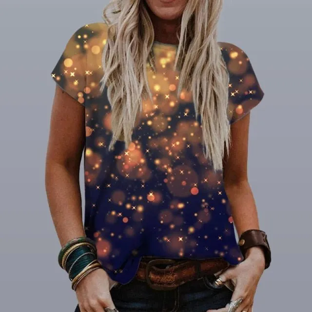 GEFEVOQE Gorgeous Round Neck Loose Graphic T-Shirt