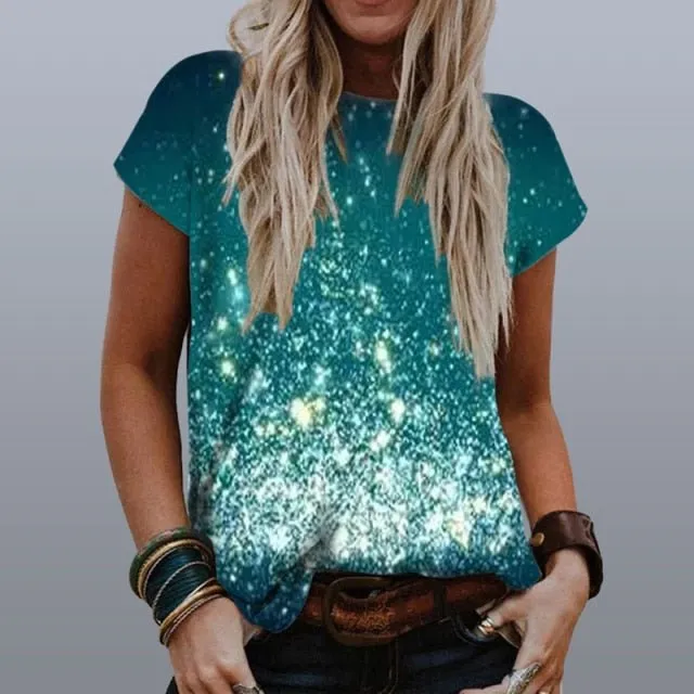 GEFEVOQE Gorgeous Round Neck Loose Graphic T-Shirt