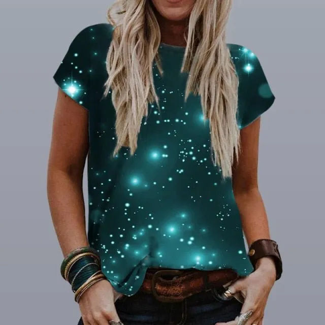 GEFEVOQE Gorgeous Round Neck Loose Graphic T-Shirt