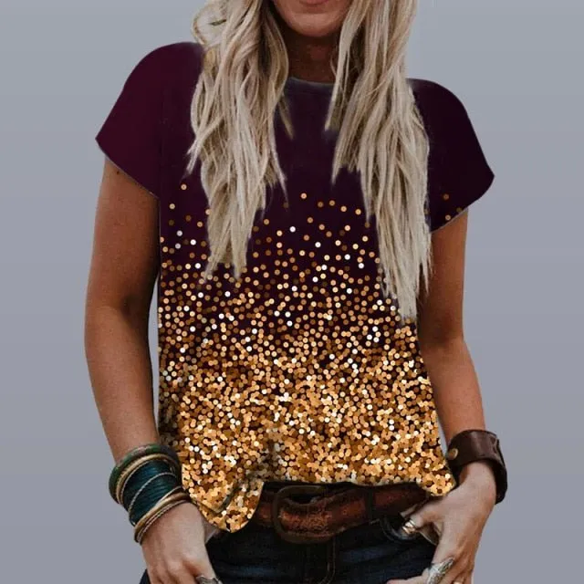GEFEVOQE Gorgeous Round Neck Loose Graphic T-Shirt