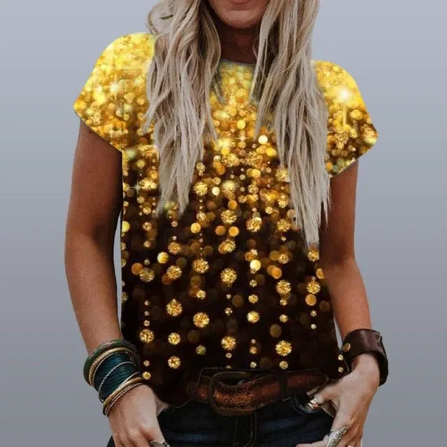 GEFEVOQE Gorgeous Round Neck Loose Graphic T-Shirt