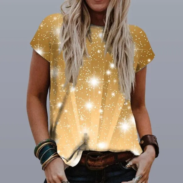 GEFEVOQE Gorgeous Round Neck Loose Graphic T-Shirt
