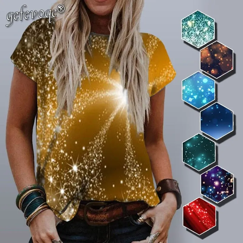 GEFEVOQE Gorgeous Round Neck Loose Graphic T-Shirt