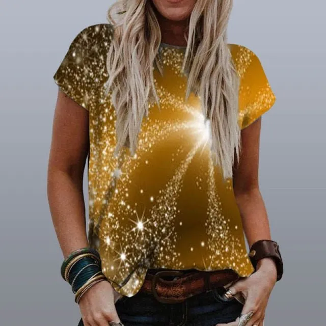 GEFEVOQE Gorgeous Round Neck Loose Graphic T-Shirt