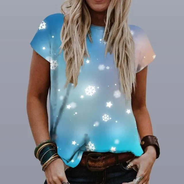 GEFEVOQE Gorgeous Round Neck Loose Graphic T-Shirt