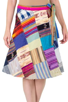 Handwoven Maya Patchwork Cotton Wrap Skirt - Maya Mix-up | NOVICA