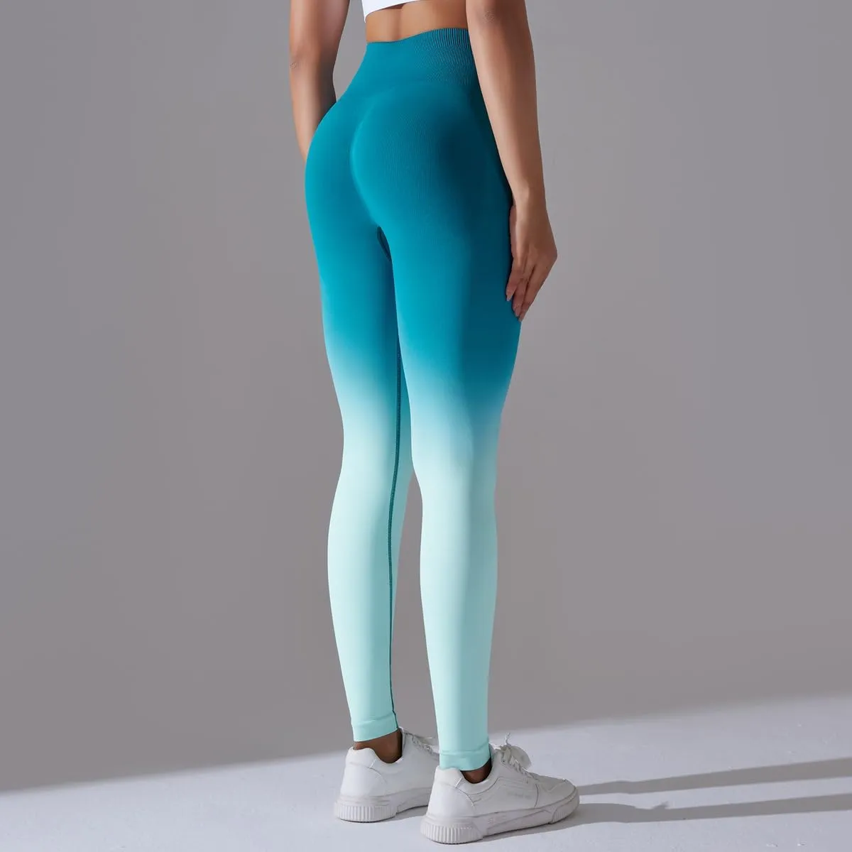 High Waist Gradient Ombre Leggings Athletic Workout Yoga Pants