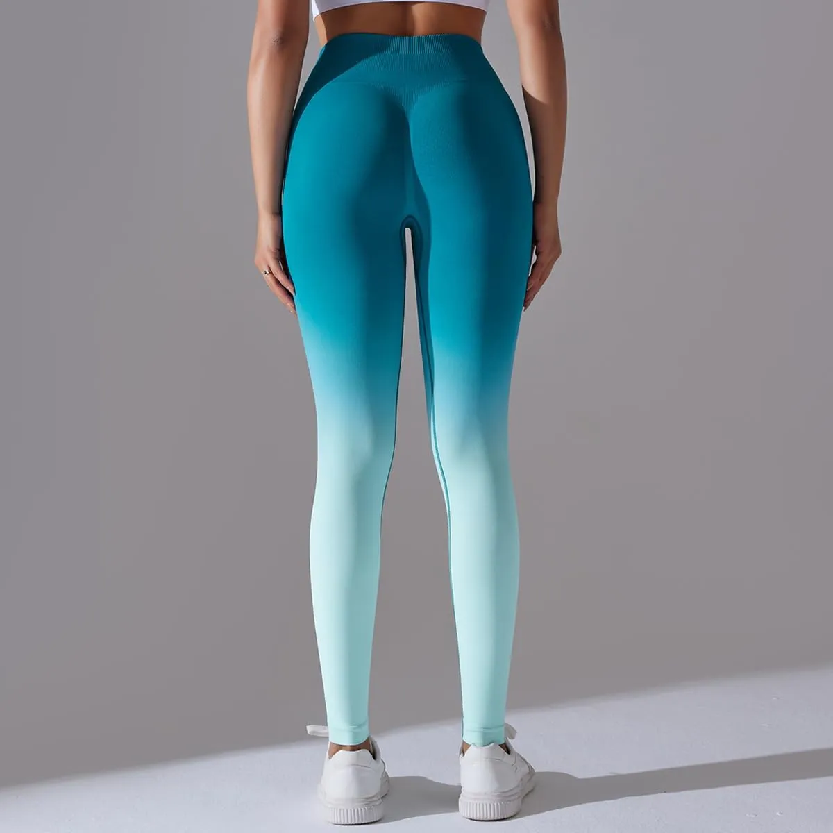 High Waist Gradient Ombre Leggings Athletic Workout Yoga Pants