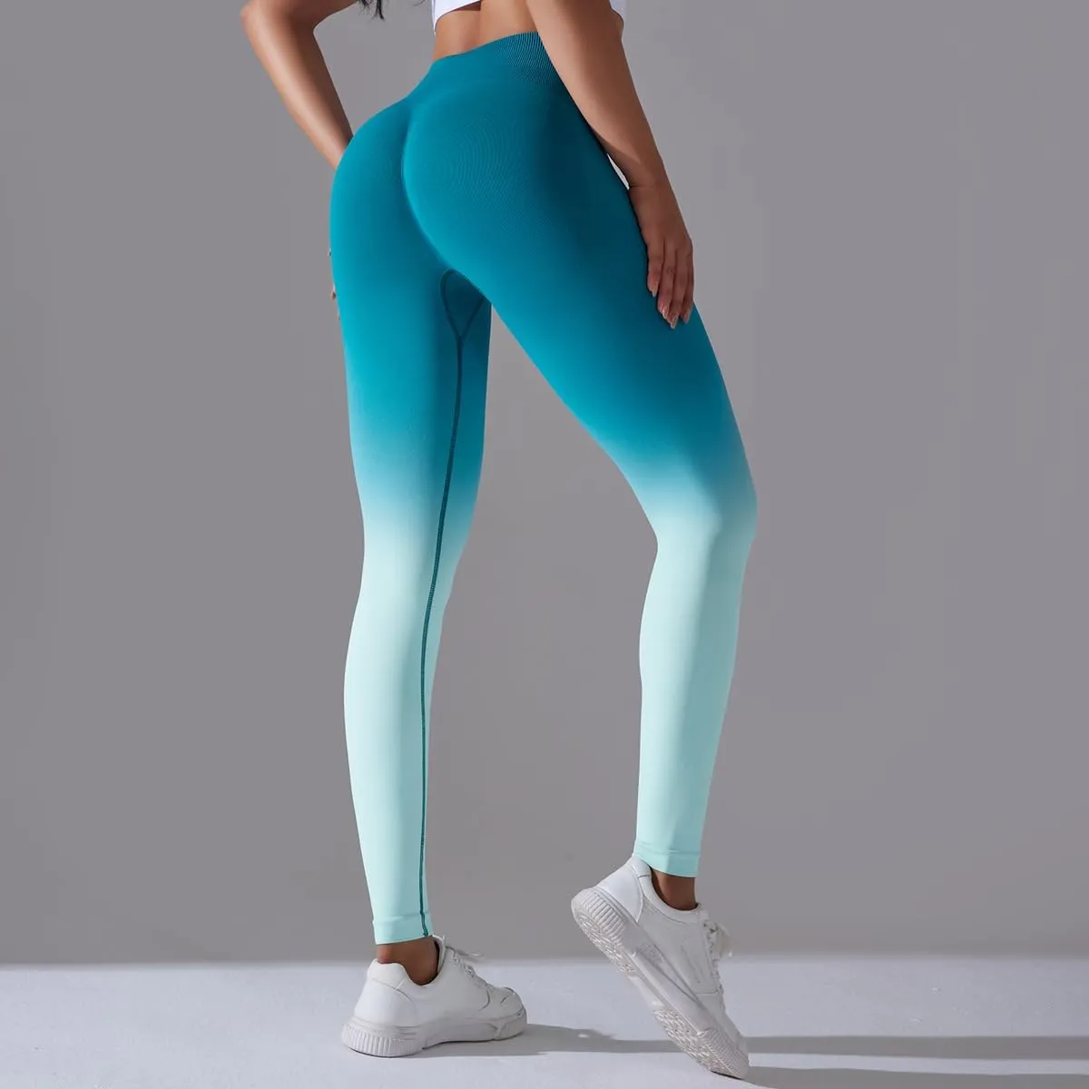 High Waist Gradient Ombre Leggings Athletic Workout Yoga Pants