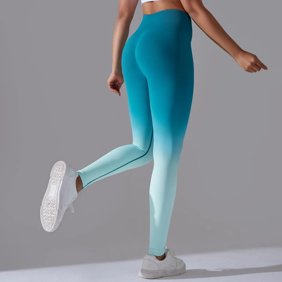 High Waist Gradient Ombre Leggings Athletic Workout Yoga Pants