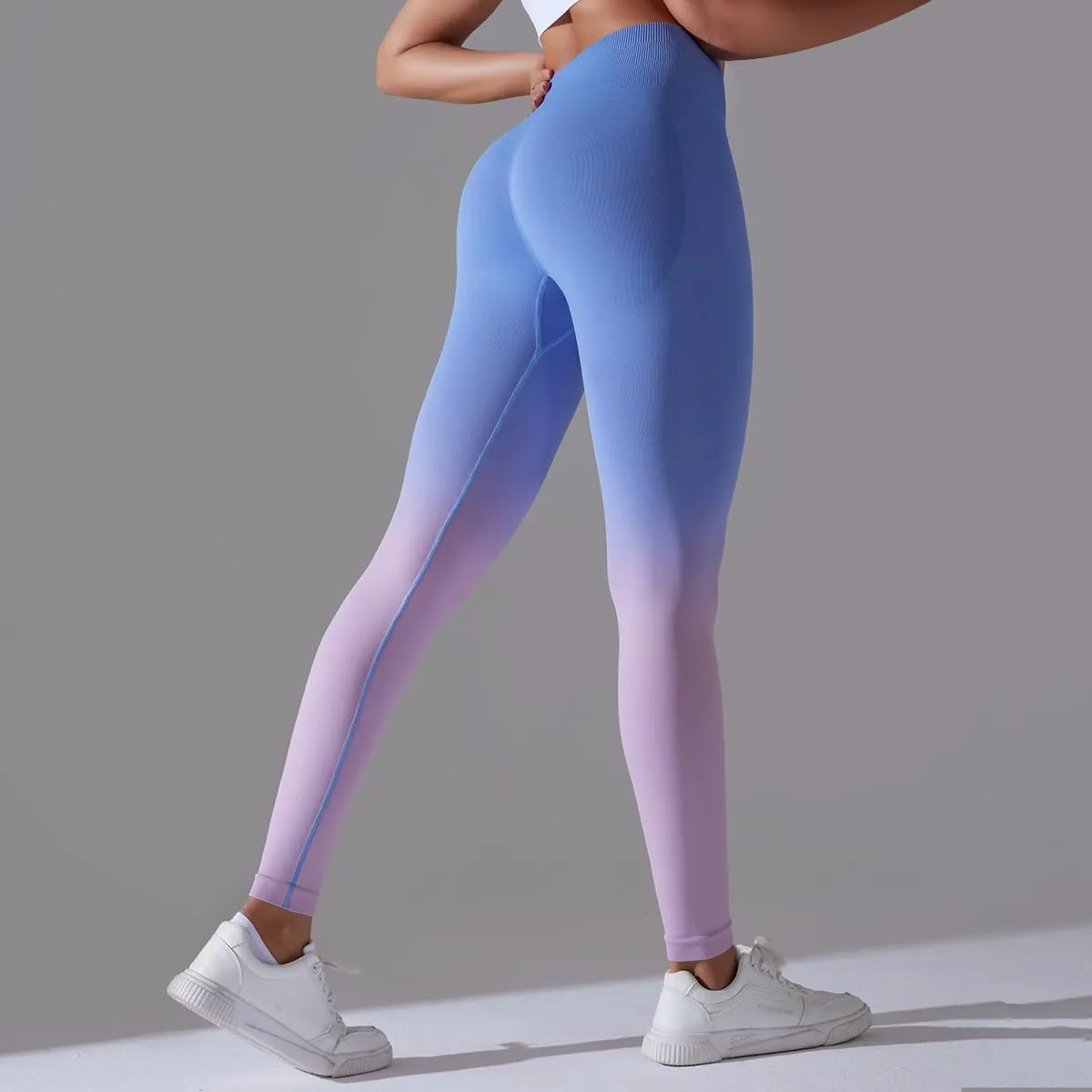 High Waist Gradient Ombre Leggings Athletic Workout Yoga Pants