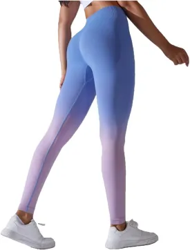 High Waist Gradient Ombre Leggings Athletic Workout Yoga Pants